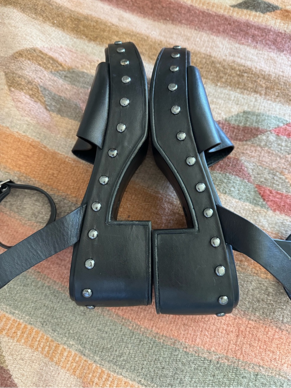Seychelles Black Leather Platform Ankle-Strap Sandals - Picture 4 of 9